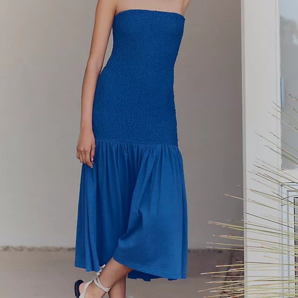 Anthropologie Celandine Strapless Popcorn Midi Dress (NEW Small)